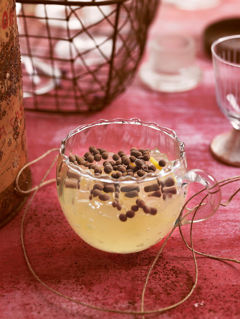 Russian lemon jelly with chocolate drops