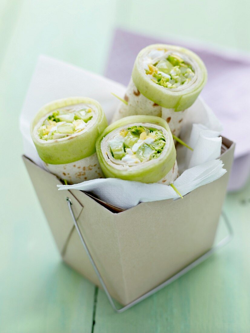 Cucumber and hard-boiled egg wrap