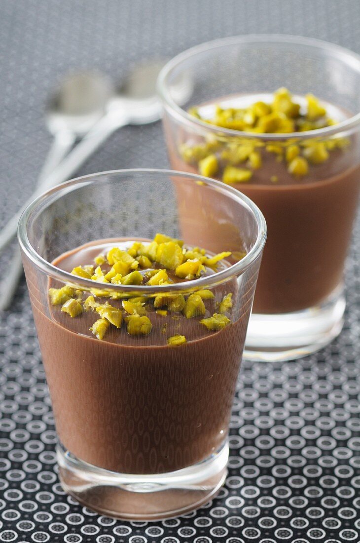 Chocolate Ganache topped with crushed pistachios
