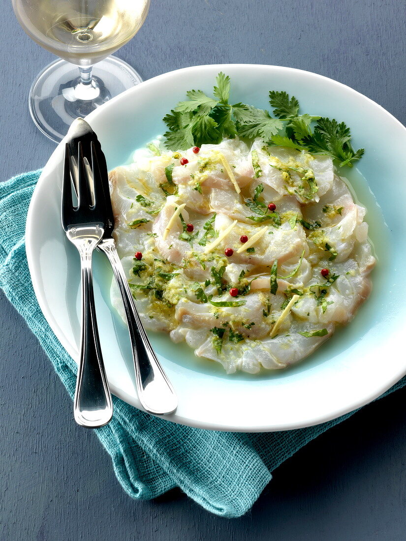 Marinated cod carpaccio