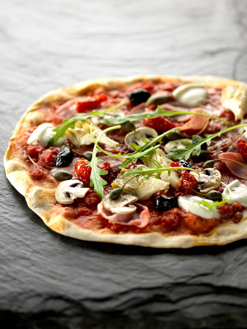 Artichoke heart and mushroom pizza