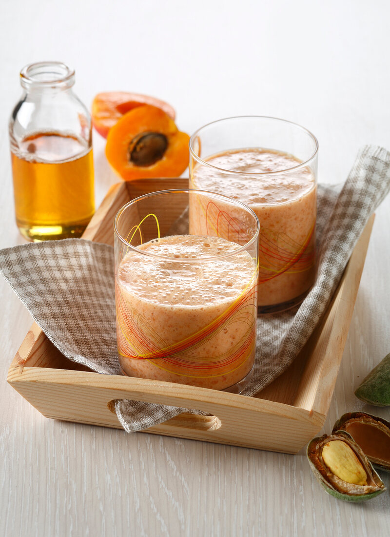 Apricot smoothie with almond milk and agave syrup