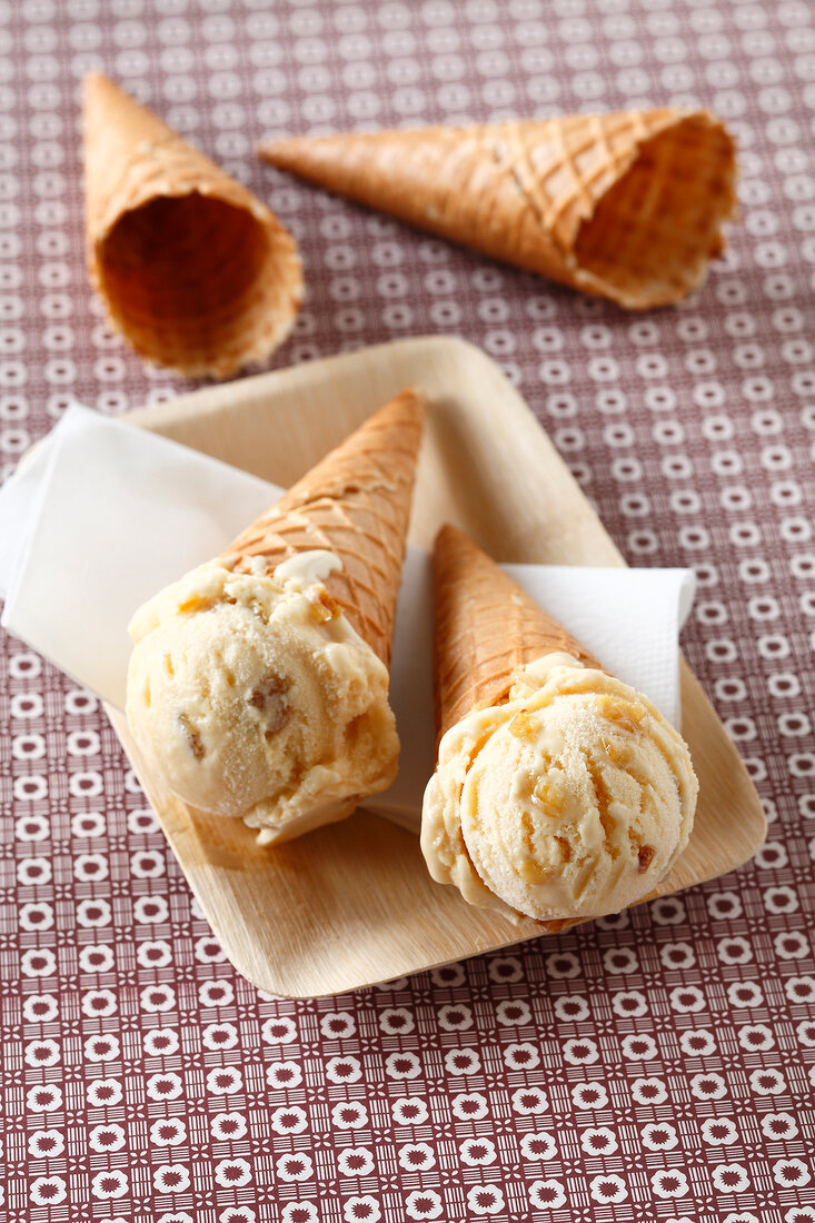 Rum-raisin ice cream cones