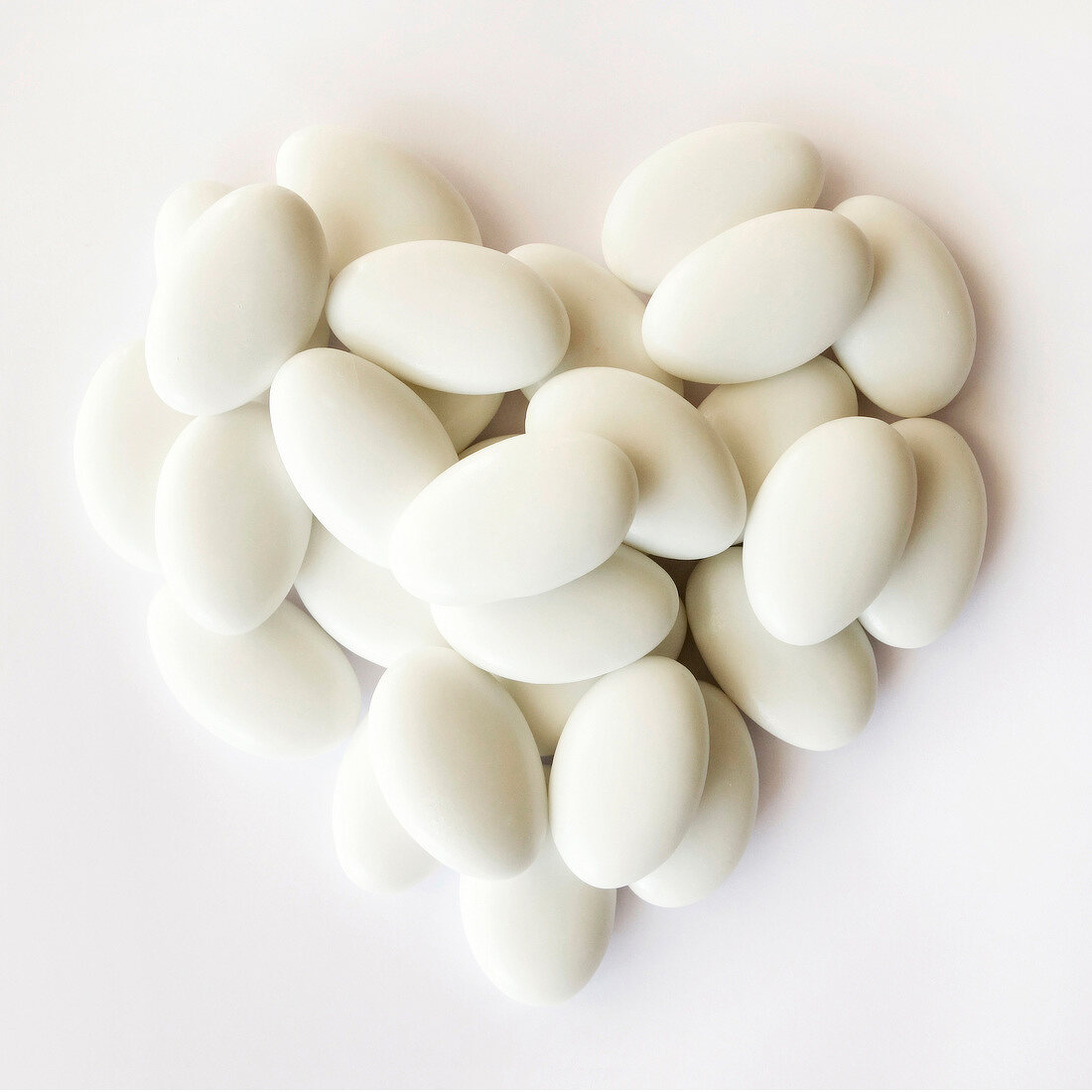 White sugared almond heart