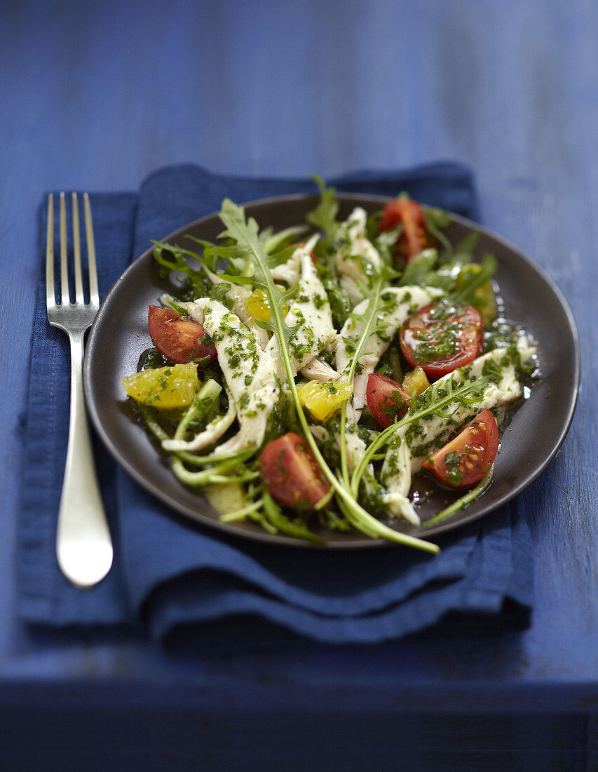 Skate mixed salad with herb vinaigrette