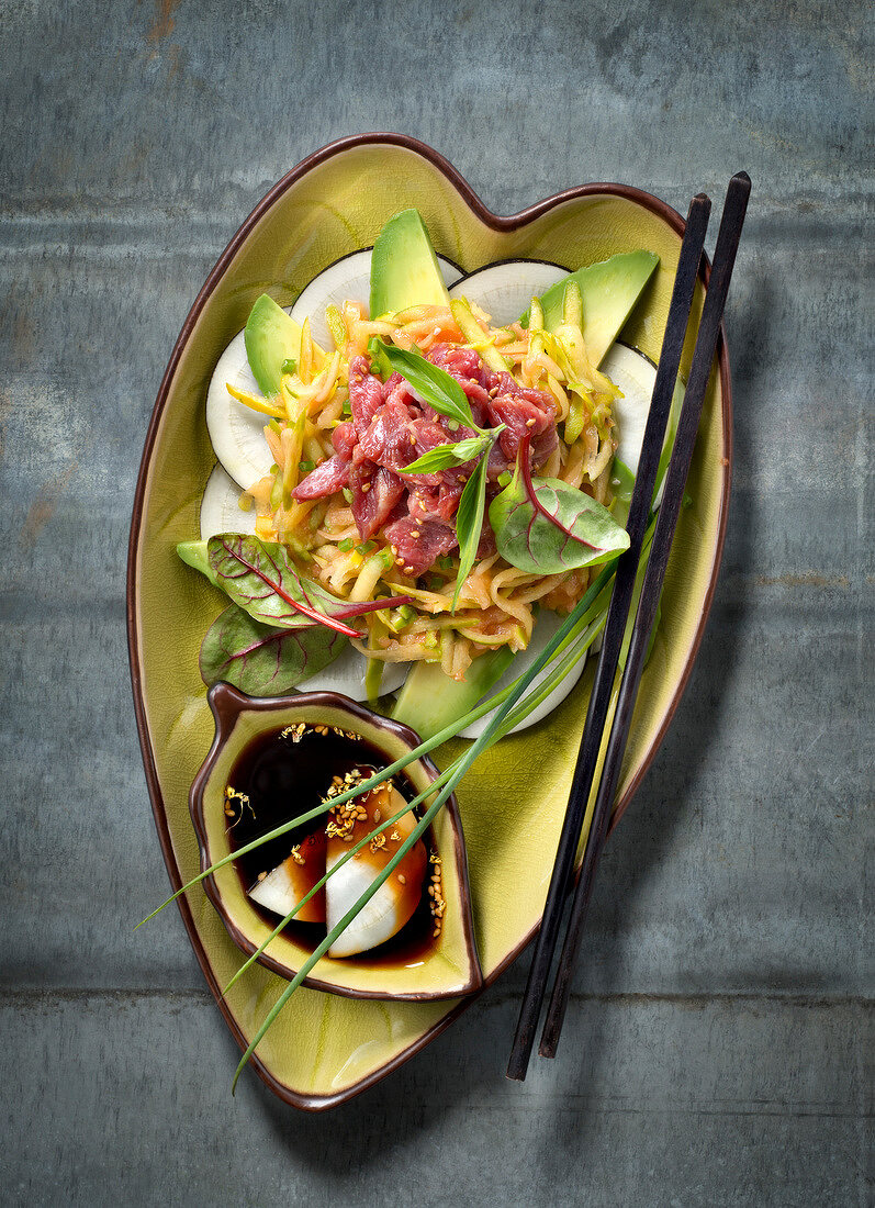 Raw beef and papaya Thai salad