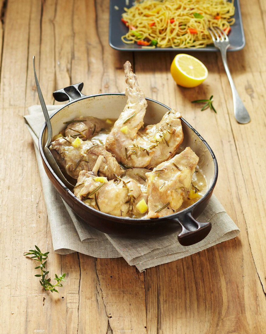 Rabbit with lemon, thyme and rosemary