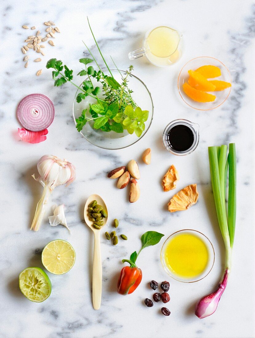 Ingredients for a mixed salad