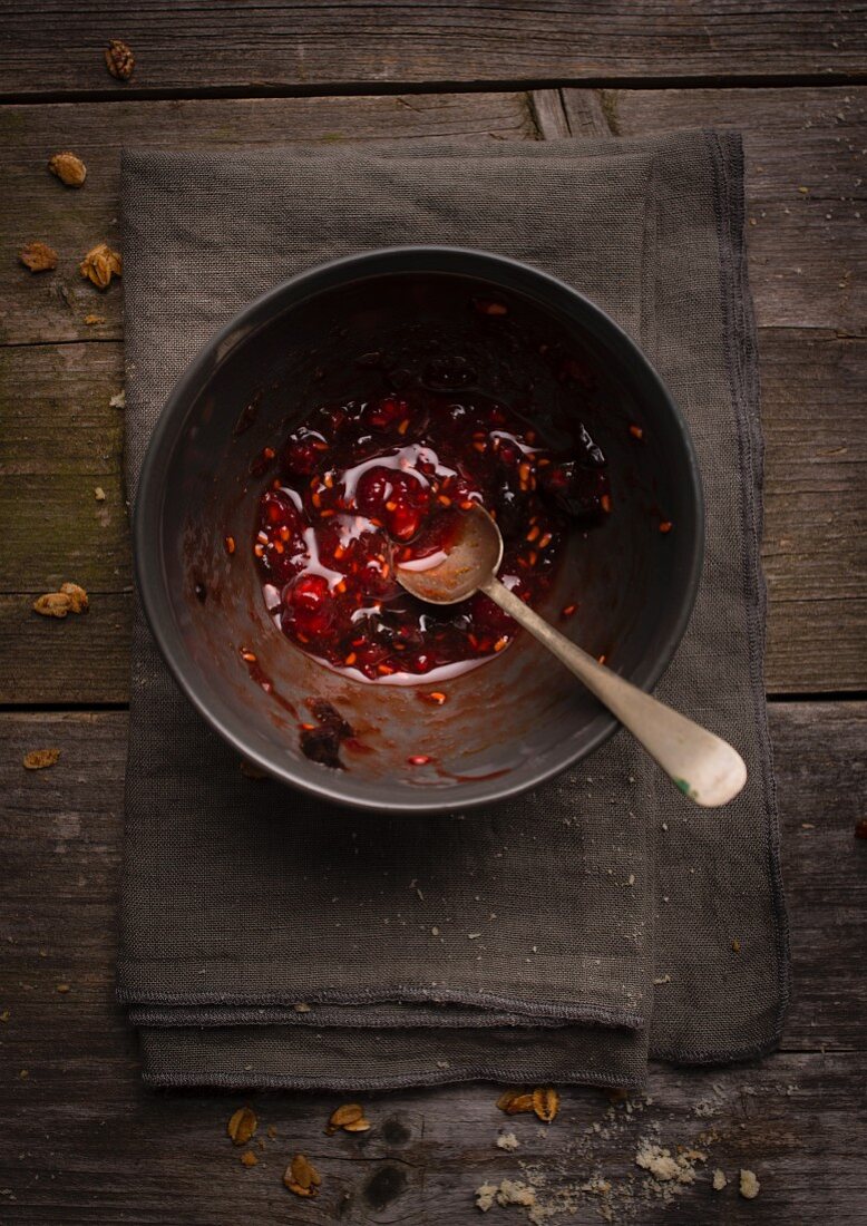 Bowl of raspberry jam