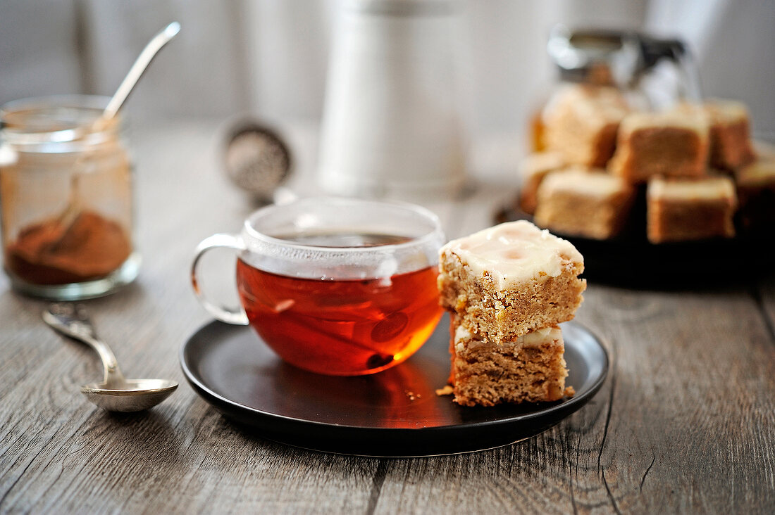 Spicy squares and a cup of tea