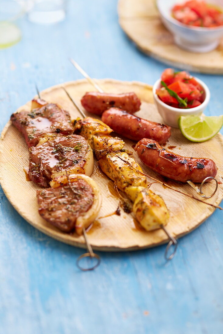 Churrasco: Picanha beef, chicken and Linguica sausages