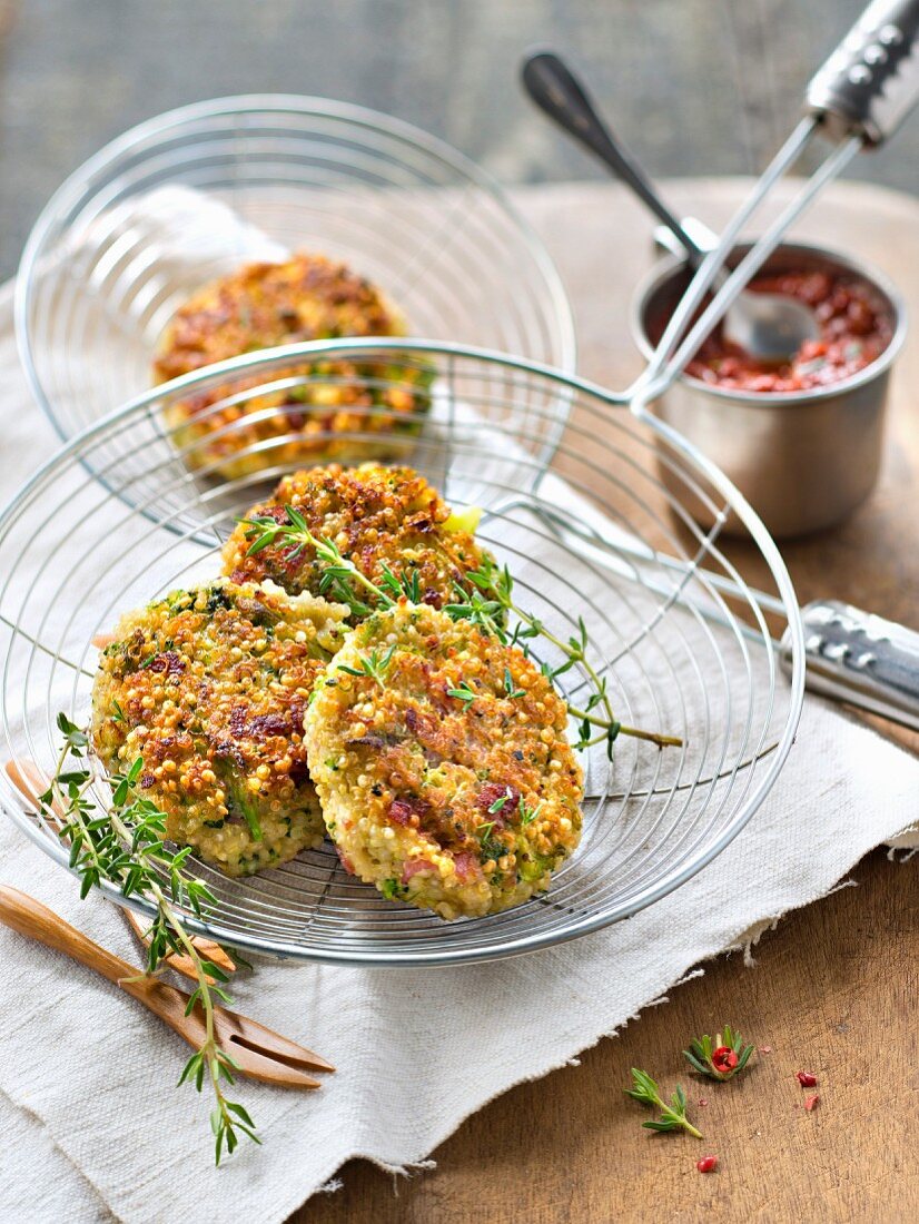 Quinoa,broccoli and bacon croquettes