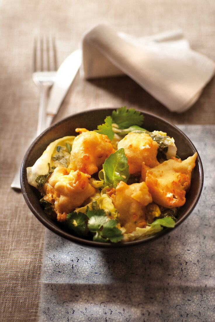 Fritters with salad