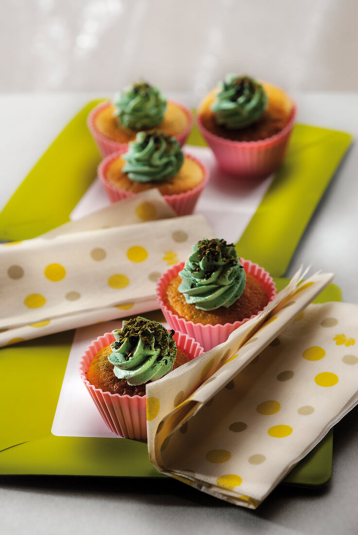 Cupcakes with green tea butter cream