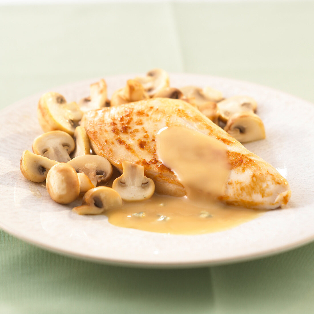 Hühnerschnitzel mit Champignons und Sahnesauce