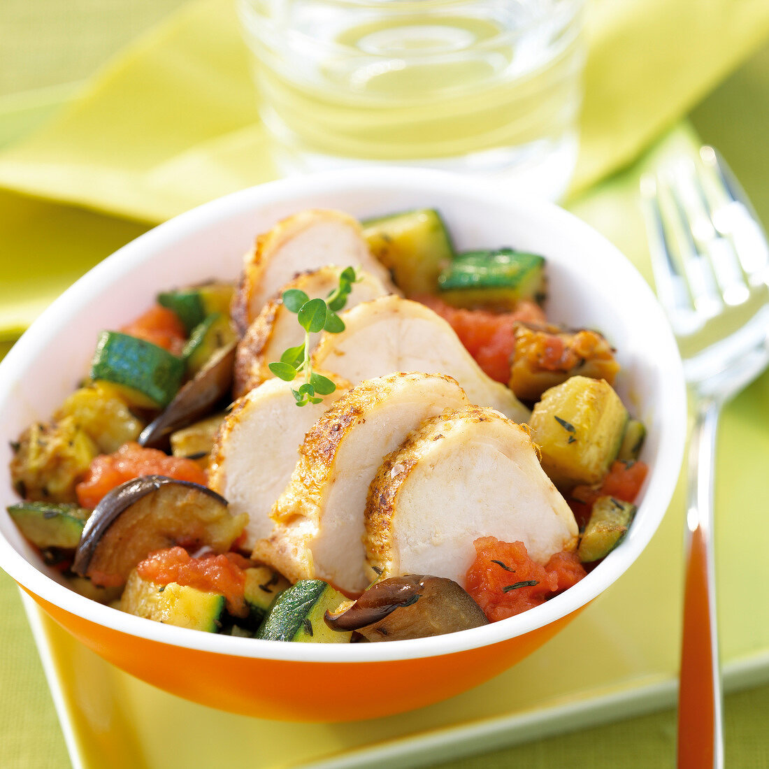 Spicy chicken breasts with ratatouille
