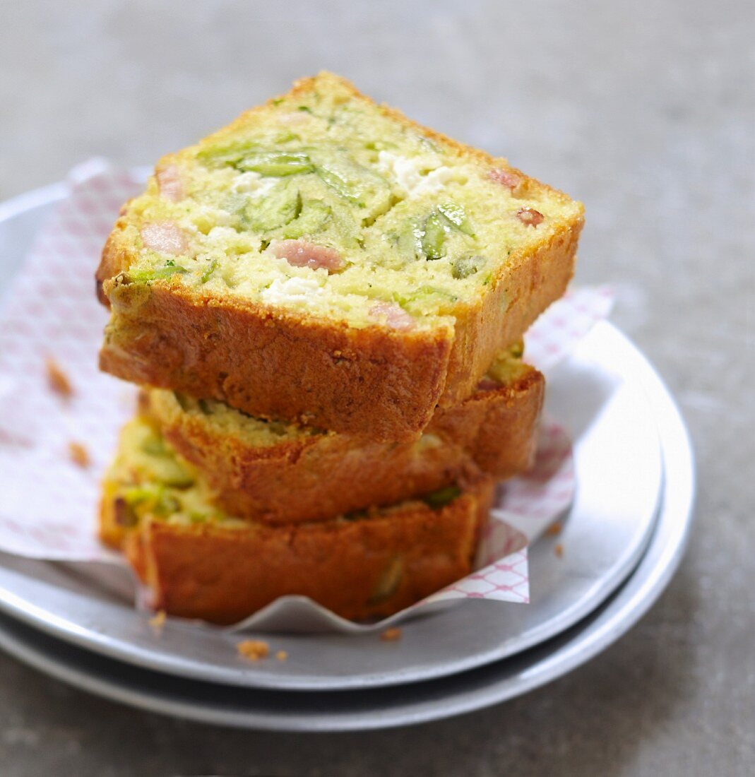 Fromage frais , zucchini and diced bacon loaf