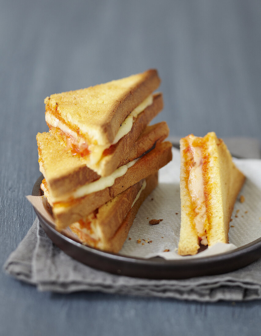 Mini cheese and ham toasted sandwiches