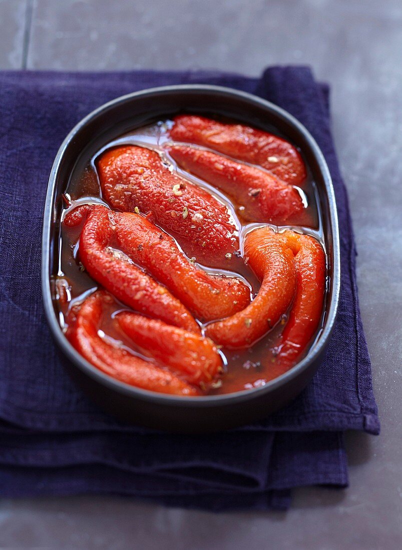 Red peppers marinated in Harissa oil