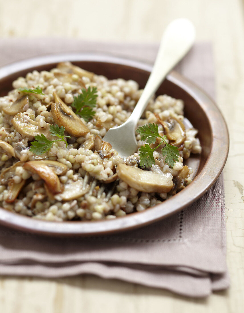 Sauteed buckwheat with mushrooms