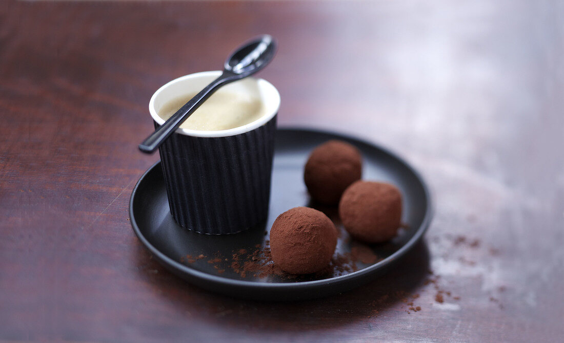Whisky-flavored chocolate truffles