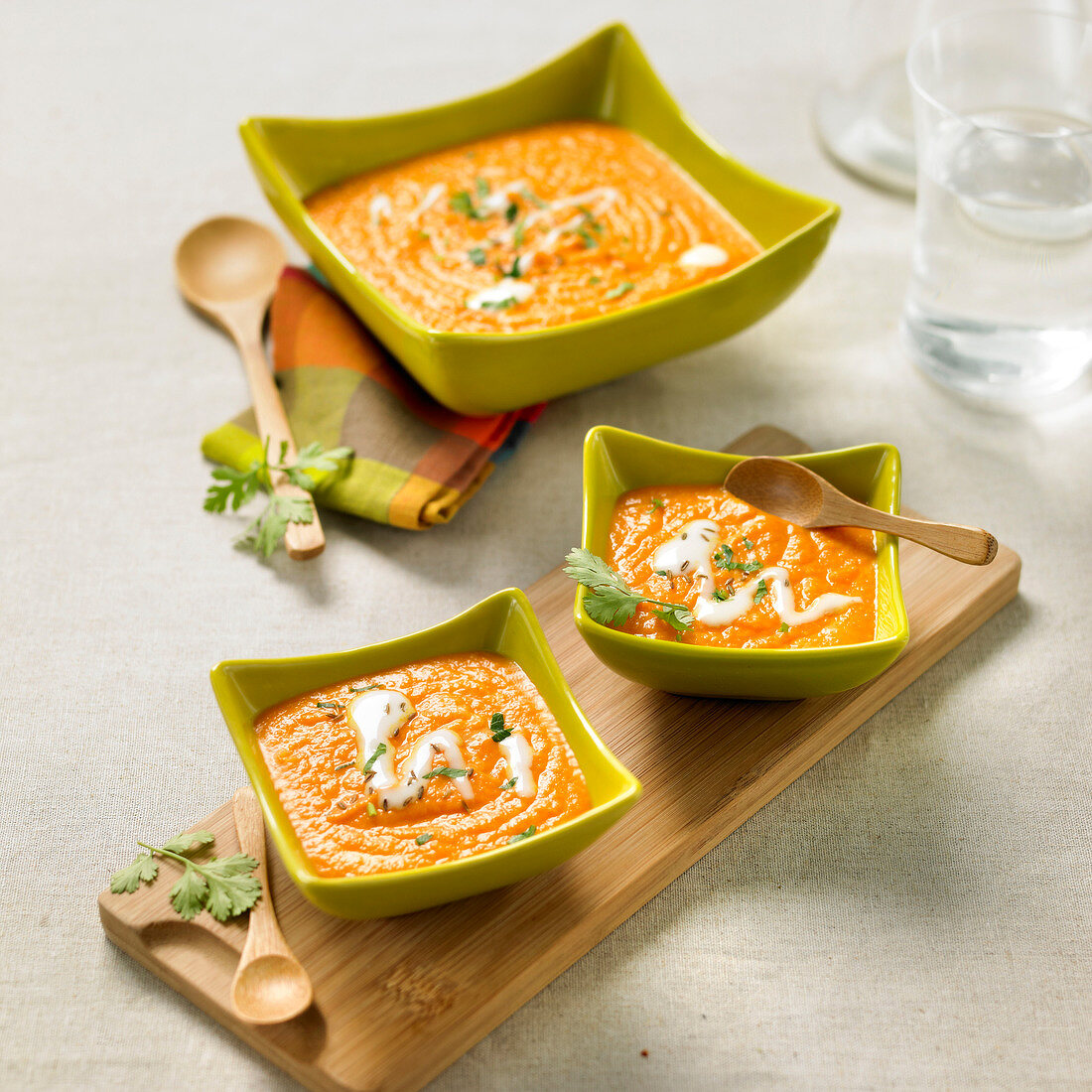 Creamed carrot soup with cilantro
