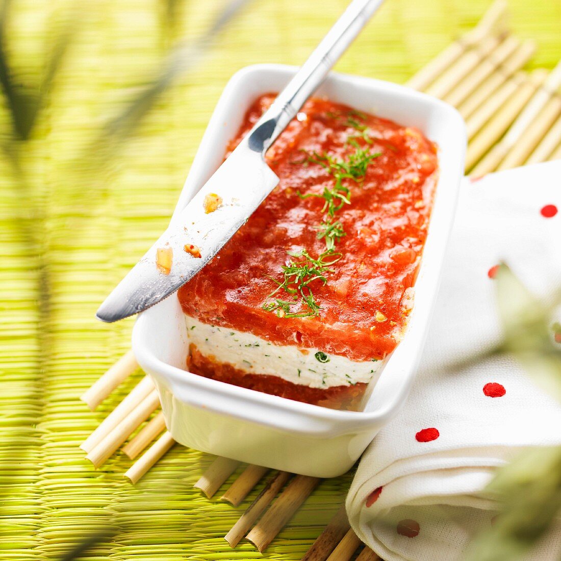 Terrine mit Tomaten und Frischkäse