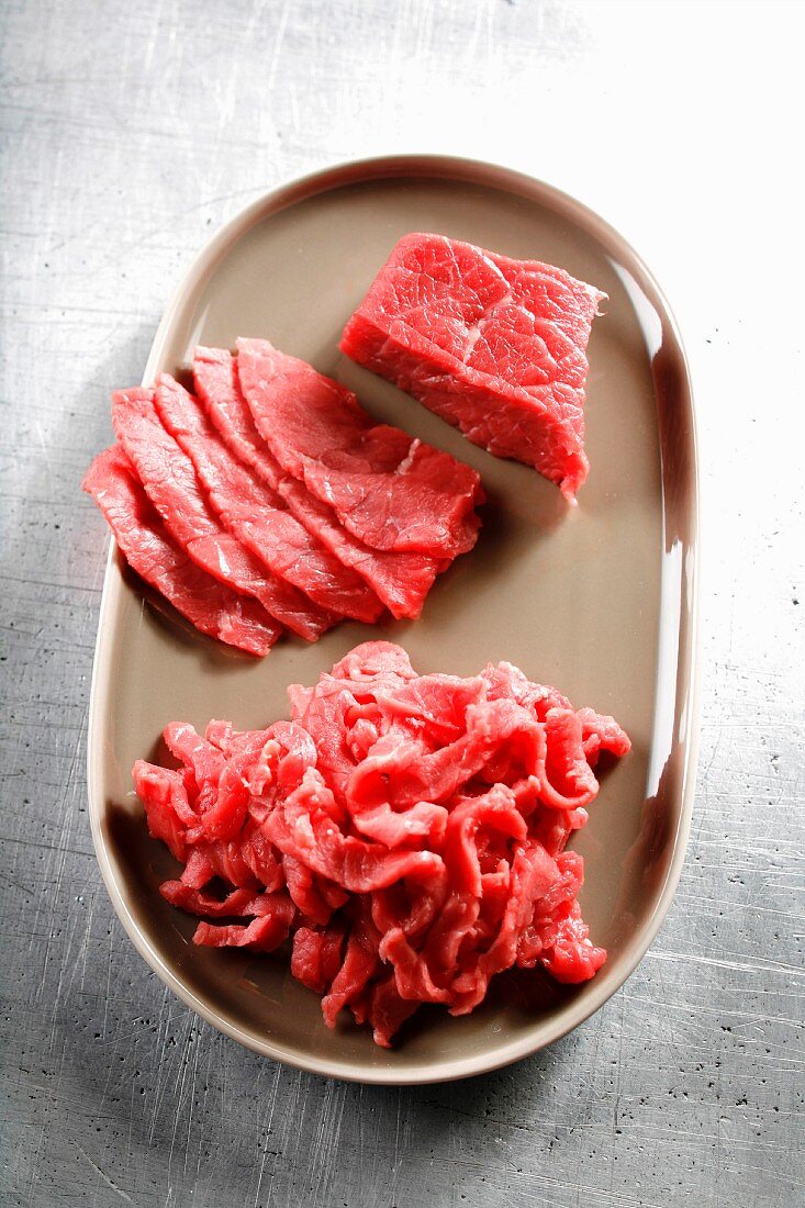 Raw beef for a tartare