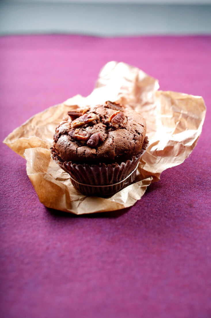 Chocolate and peacn muffin