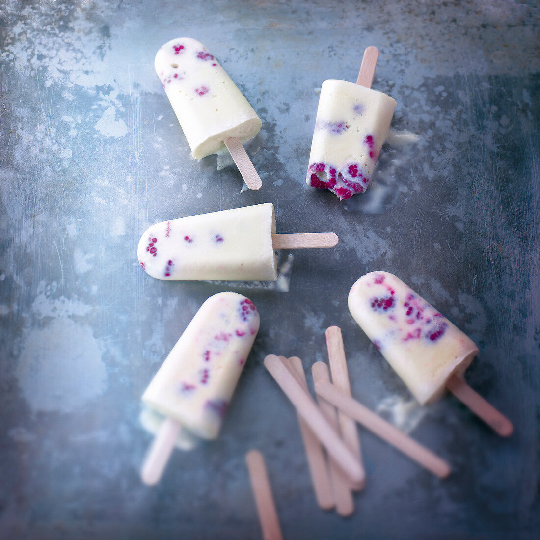 Yoghurt and raspberry ice cream bars