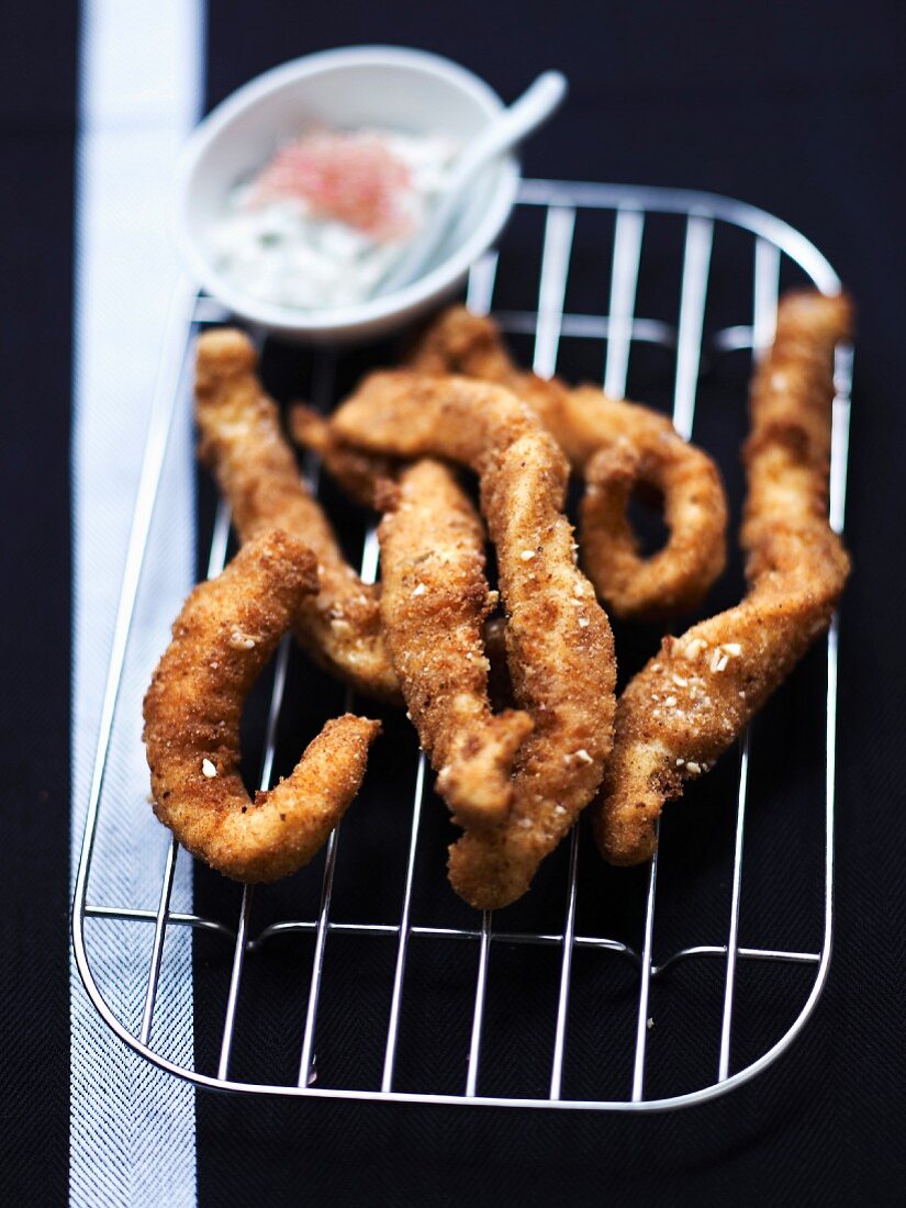 Deep-fried Cardines in hazelnut,caviar and lemon sauce