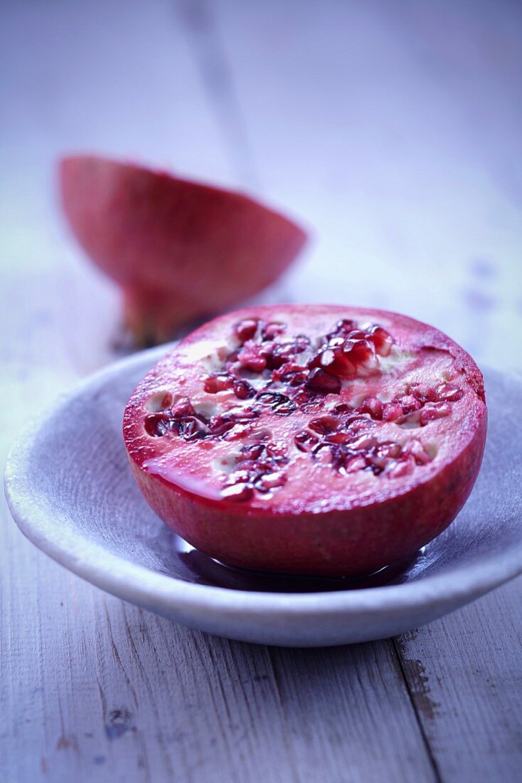 Pomegranate cut in half