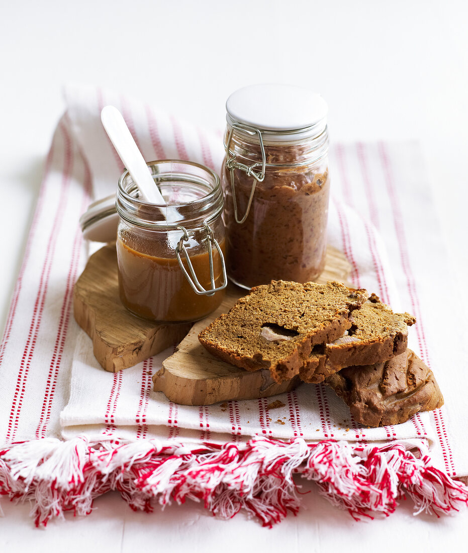 Chestnut cake with prune, lemon and azuki bean spread