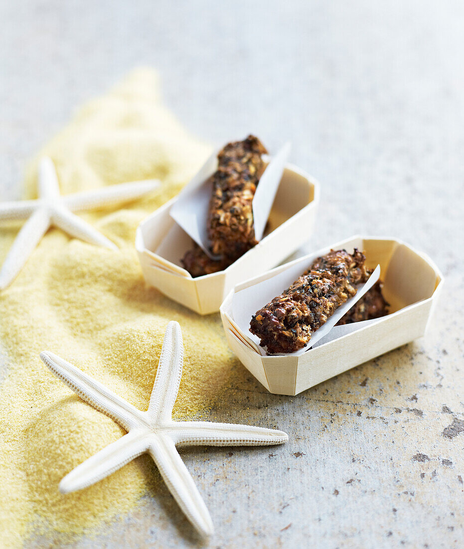 Prune, almond paste and linseed bars