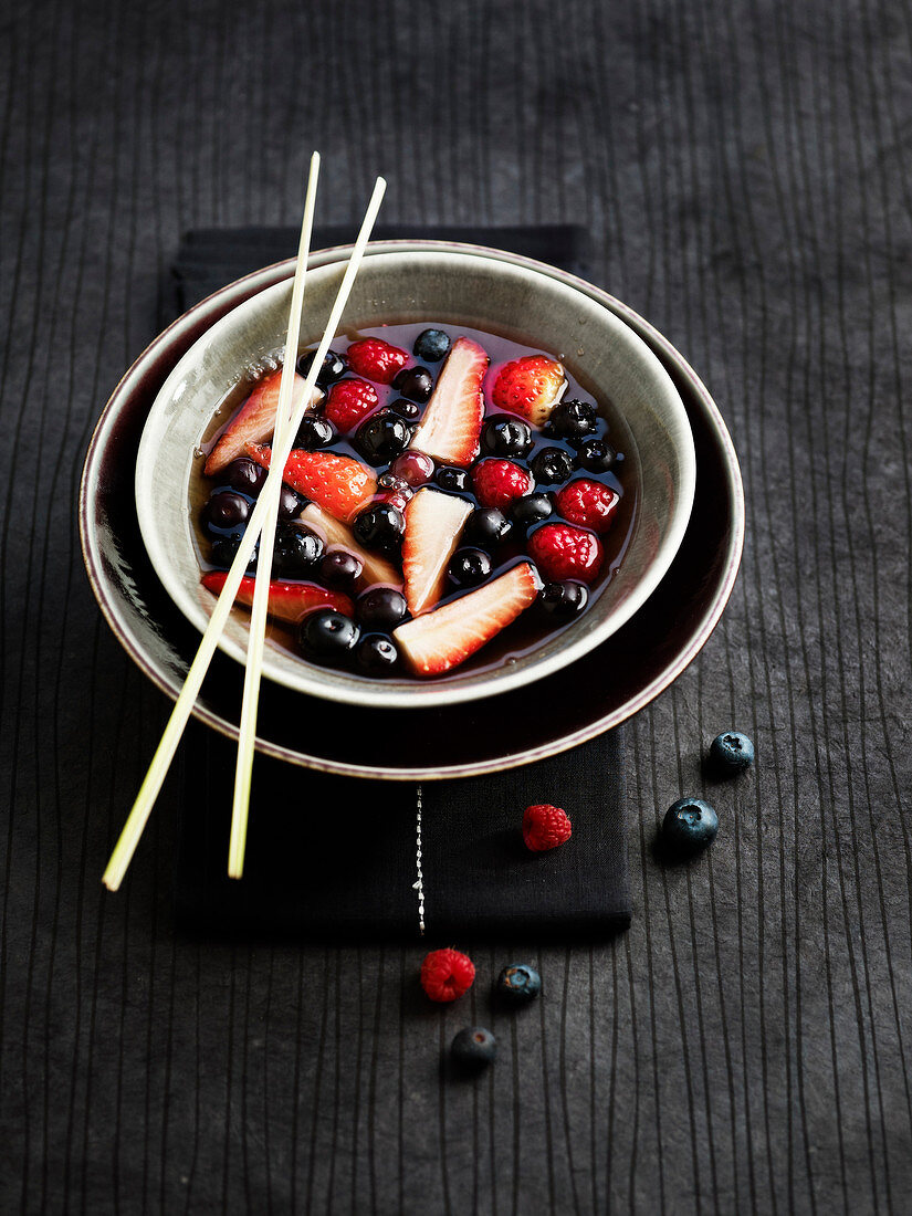 Summer fruit soup with lemon grass