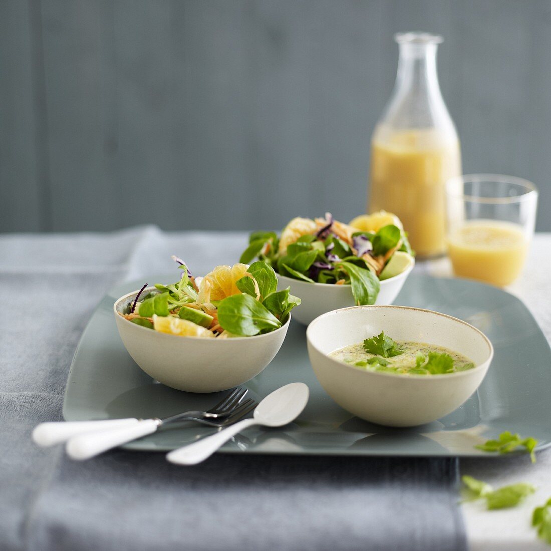 Corn lettuce and orange salad