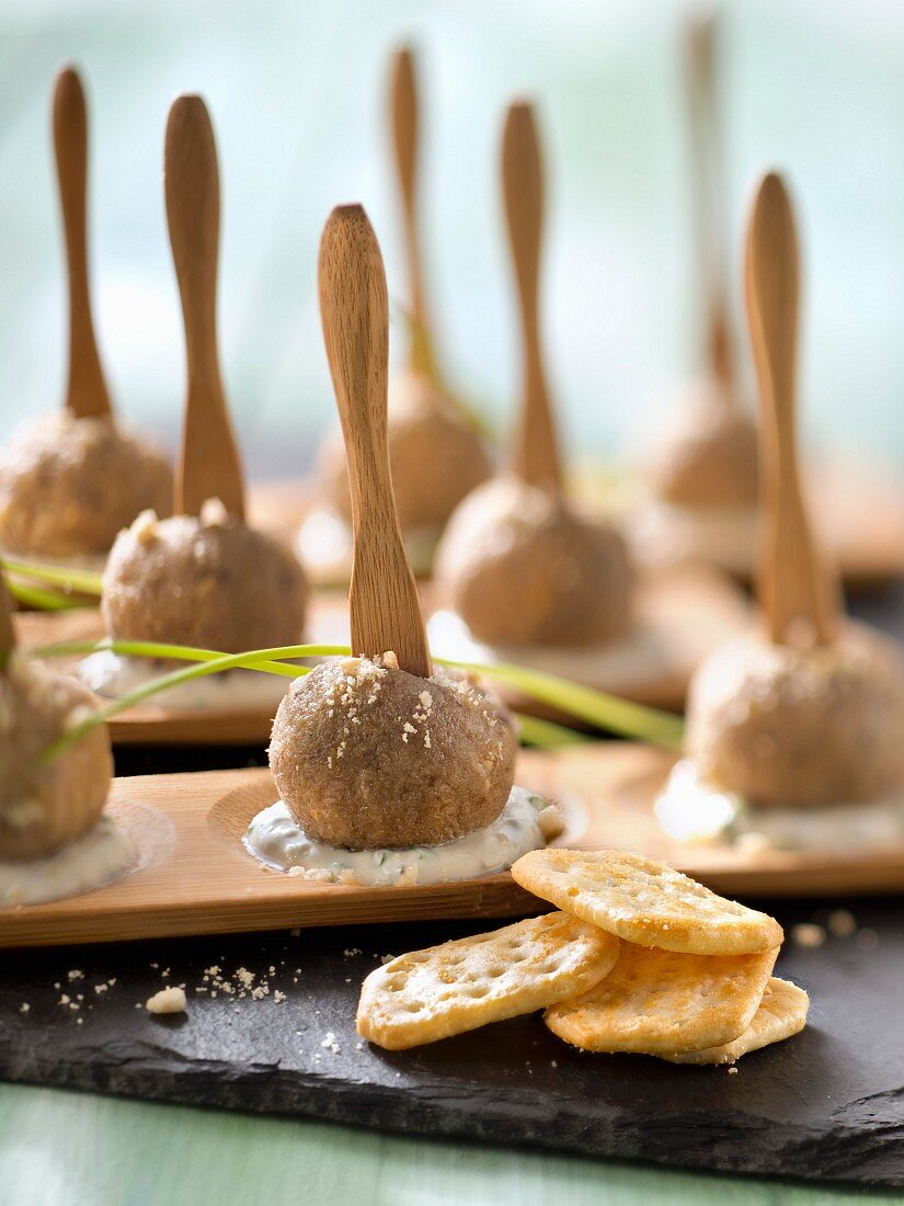 Tuc crackers and chive cake pops