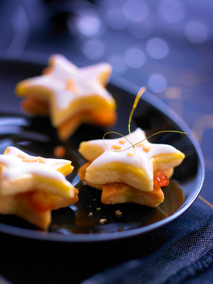 Clementine jam frosted Christmas star cookies