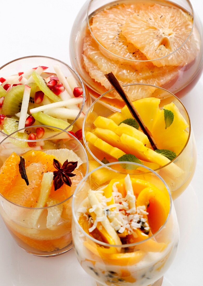 Variety of fruit salads