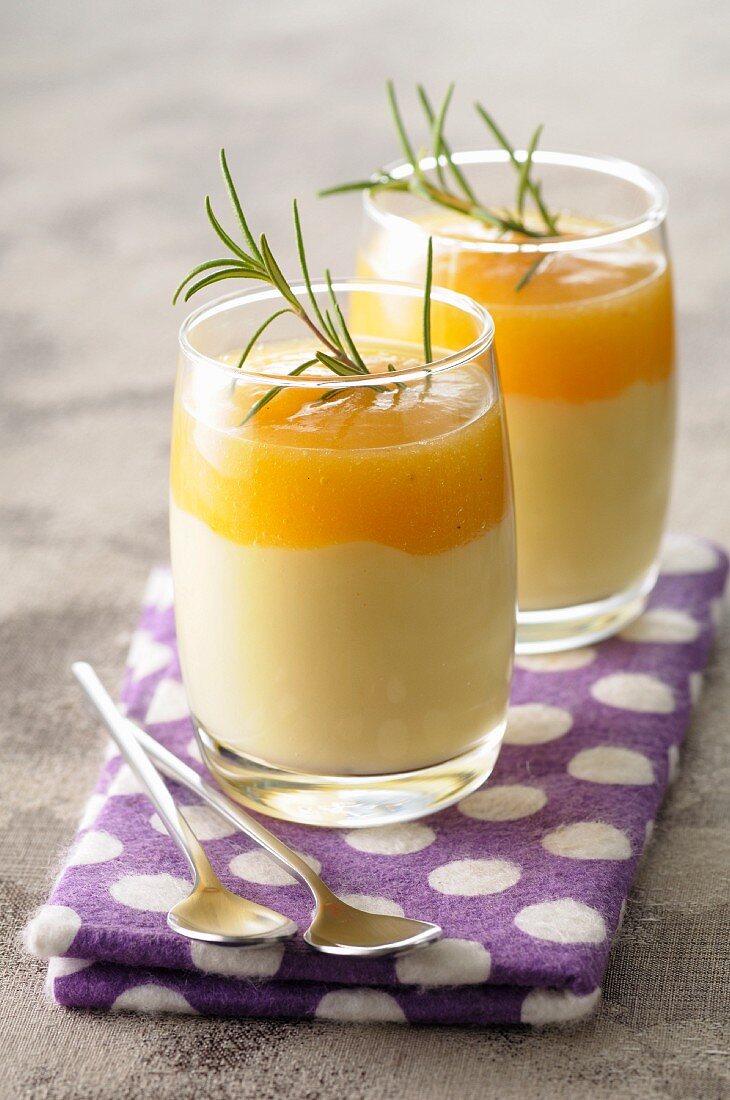 Panacotta with apricot puree and rosemary