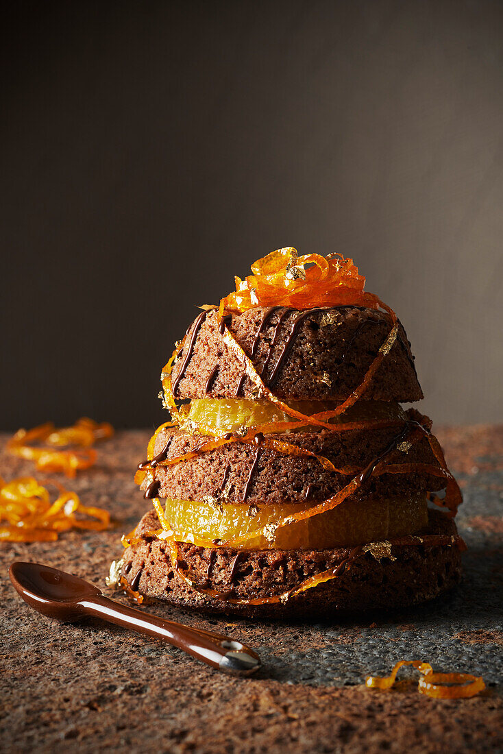 Chocolate and orange moist pyramid