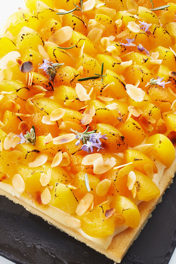 Apricot,almond and rosemary tart