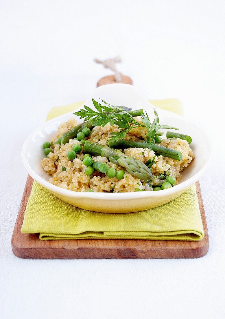 Quinoa with peas,asparagus and green beans