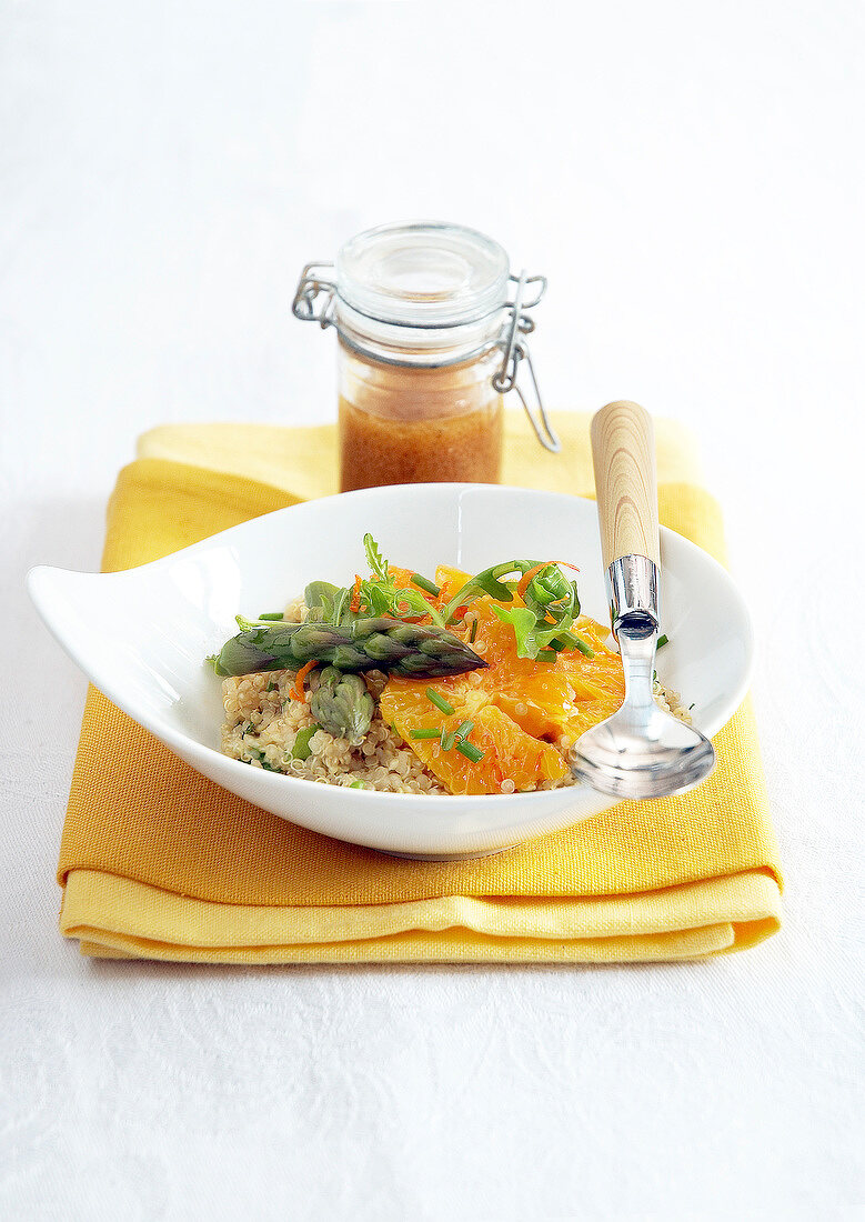 Quinoa,green asparagus and orange salad