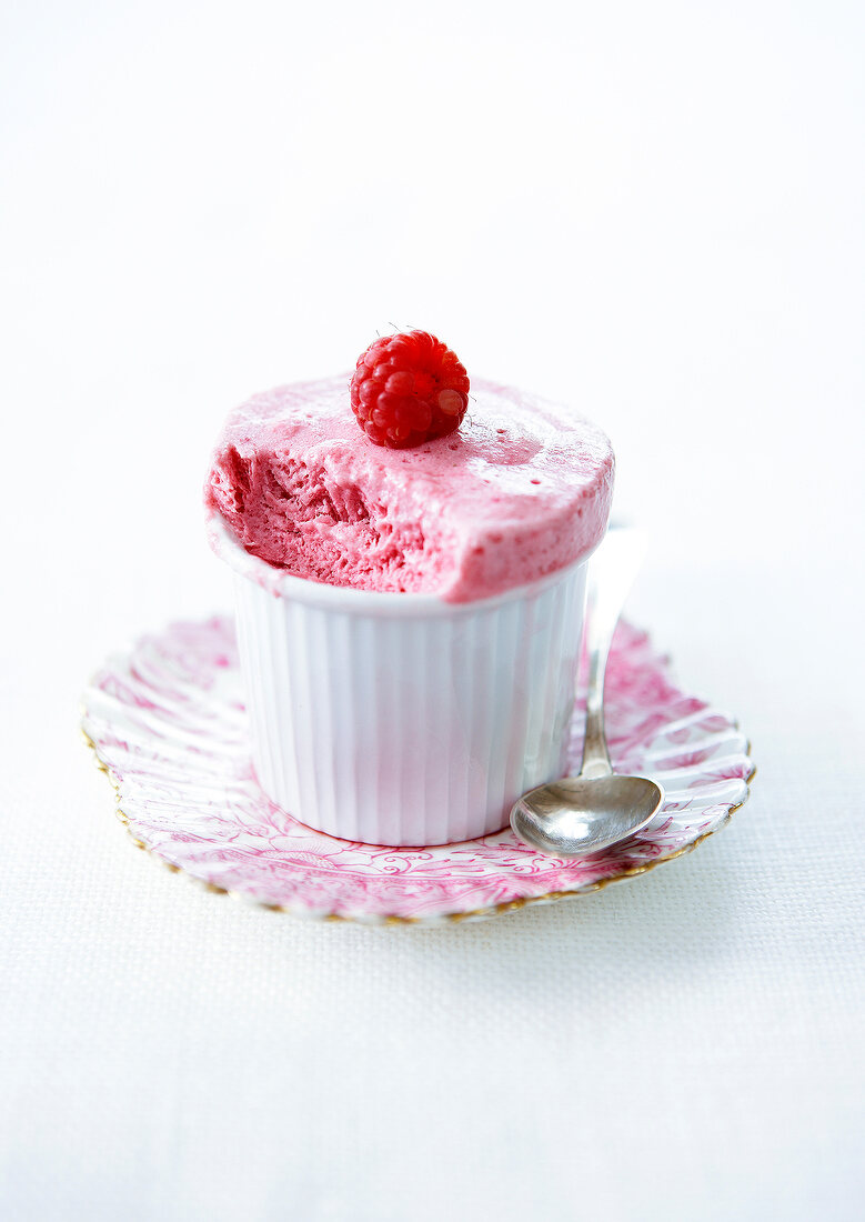 Individual raspberry iced soufflé