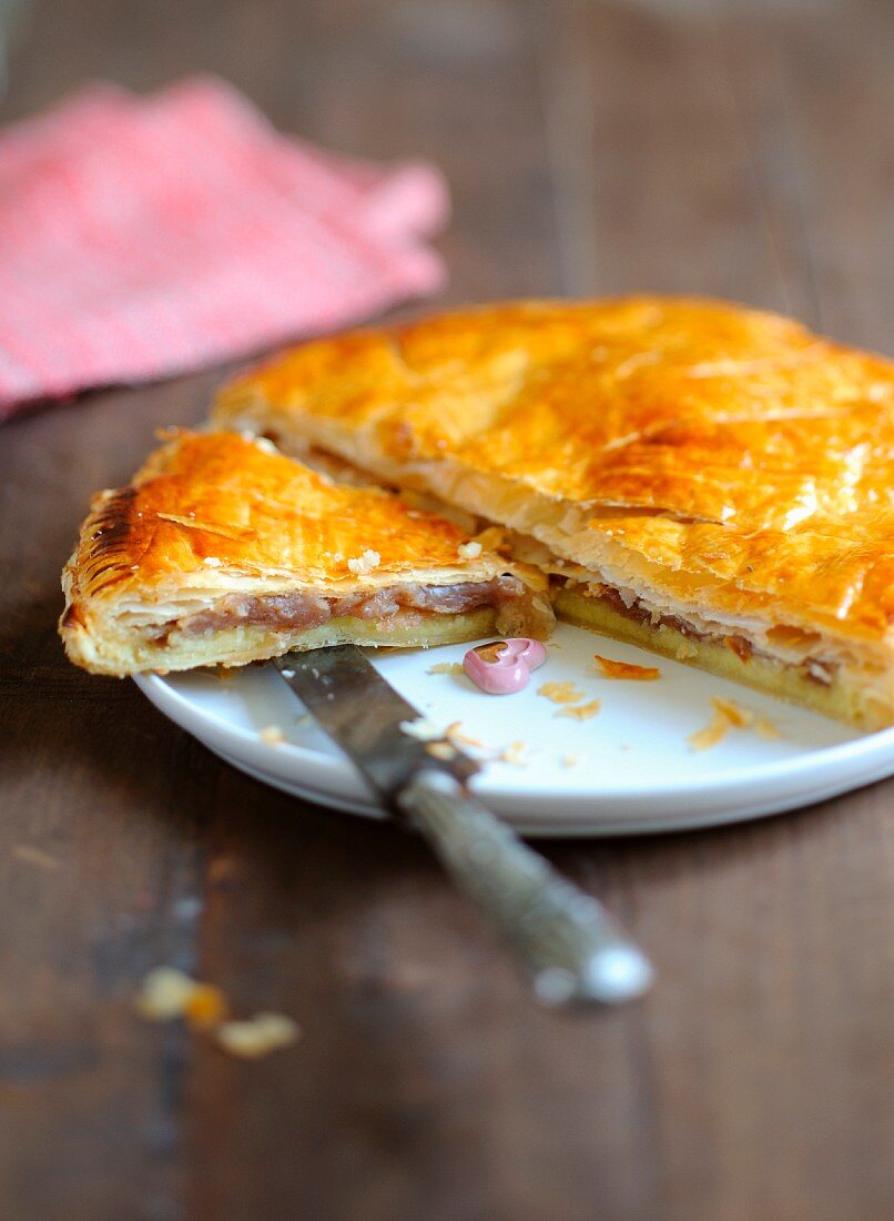 Galette des Rois (Three Kings' cake for Epiphany, France) with chestnut cream filling