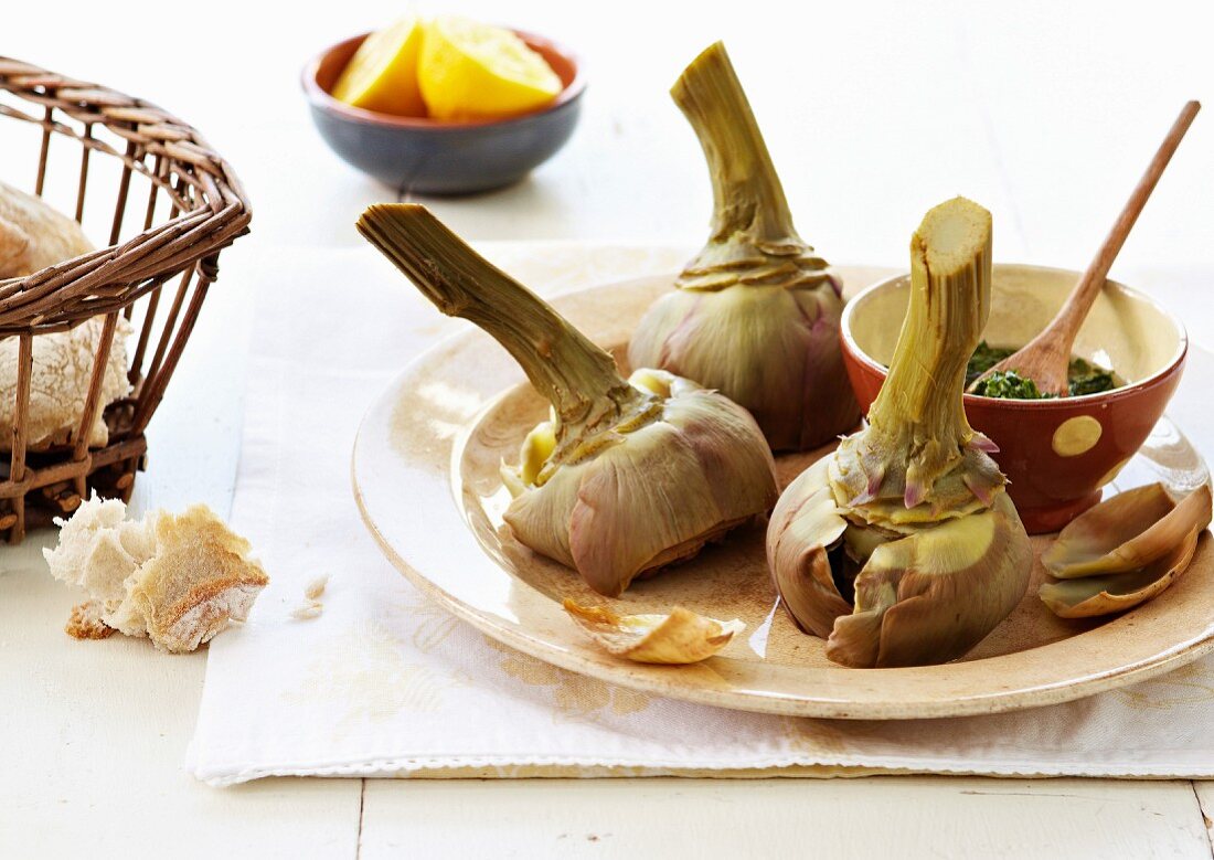 Poicrade artichokes with herb dressing