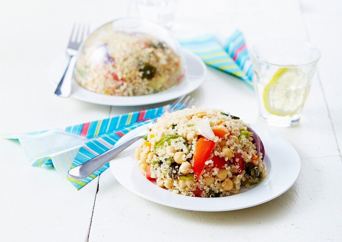 Quinoa and chickpea tabbouleh dome