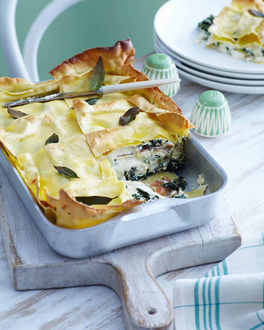 Spinach,cream cheese and pancetta lasagnes