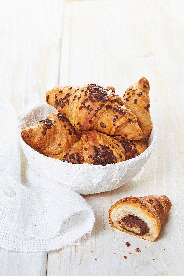 Croissants with chocolate center